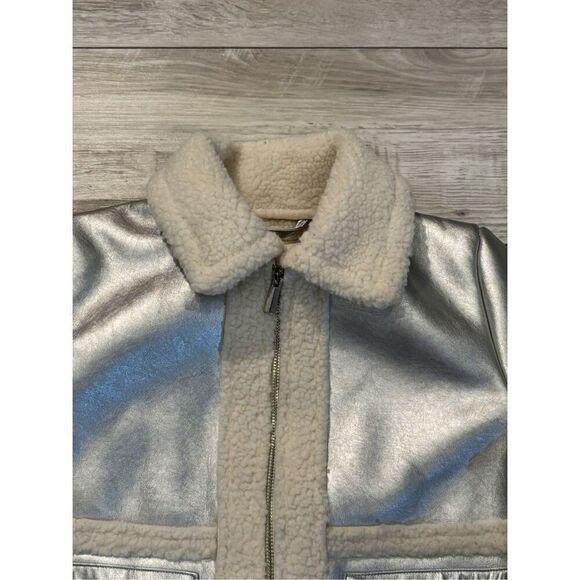 A New Day shiny silver coat with fur size XS - Picture 4 of 12